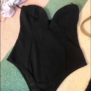 Black SHEIN bodysuit, deep v neck, sweetheart neckline, never worn